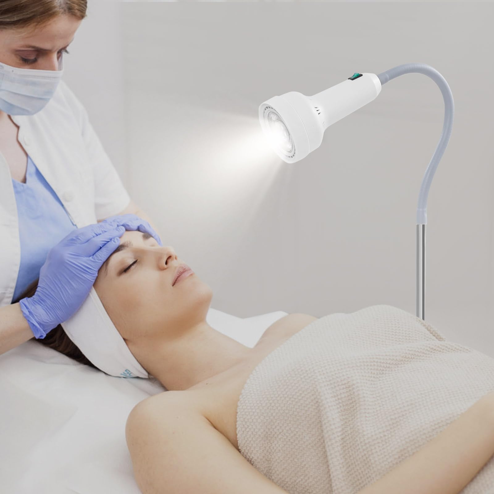 Lampada da studio mobile, altezza regolabile, lampada da terra Dental Mobile LED con 4 ruote universali, 2 con freni, girevole a 360°, ambulanza, ginecologia, saloni di bellezza