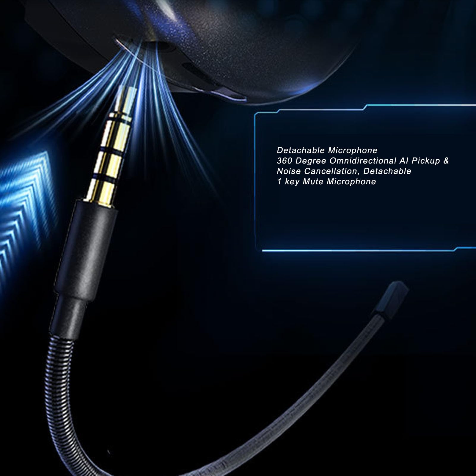 Kopfhörer, Ausgehöhltes RGB-Licht-Design mit Abnehmbarem Mikrofon, Kabellose Bluetooth 6.0-Kabelmodi, 20 Stunden Spielzeit, für Heim- und Reisetraining (Black)
