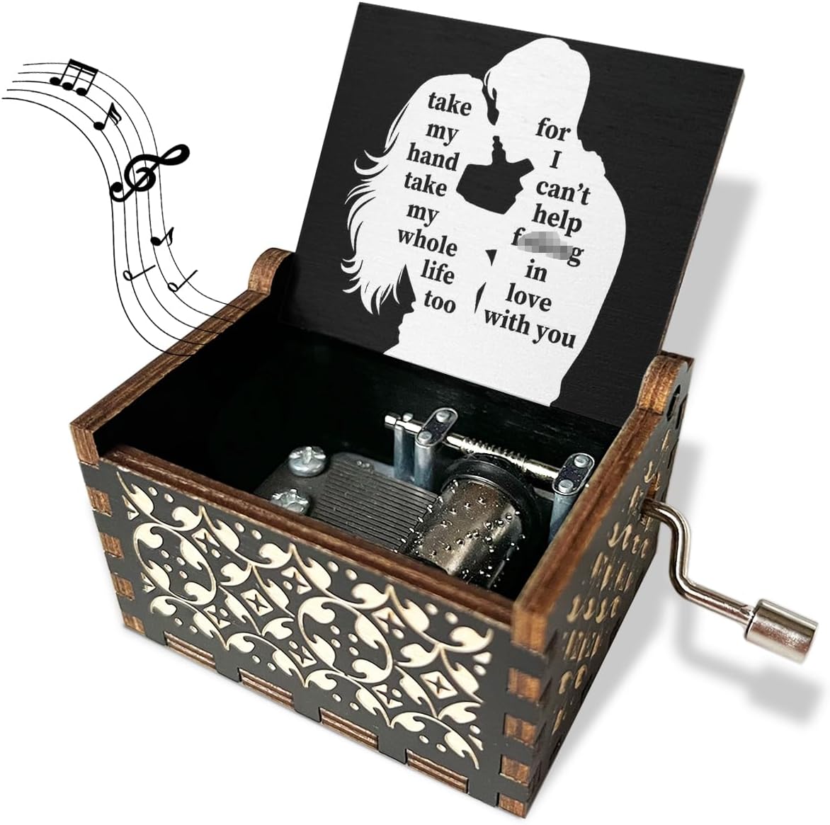 Wood Music Boxes Things for Boyfriend Romantic Gifts for Women Wife Husband Men Her Him Birthday Gifts for Girlfriend Vintage Hand Crank Wooden Music Box - JRM658