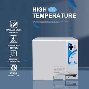 EustomA 18L Autoclave High Pressure Temperature Steam Class N Lab Equipment STE-18-E with Drying Function Digital Display Vacuum Stainless Steel Steam Compact Type