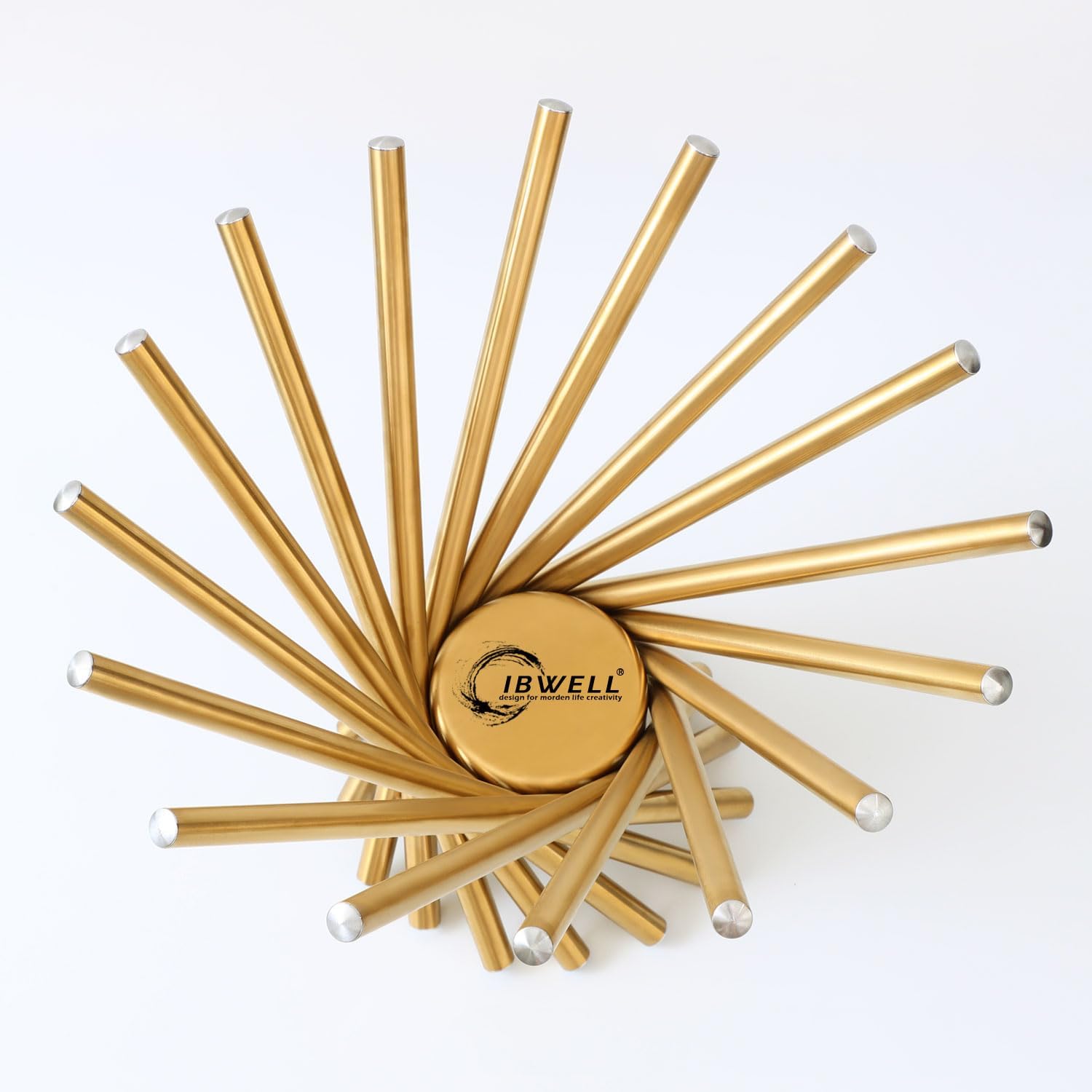 IBWell Creative Stainless Steel Rotation Fruit Basket Bowl Stand Holder for Kitchen Counter/Countertop Home Decor(Large-Gold)
