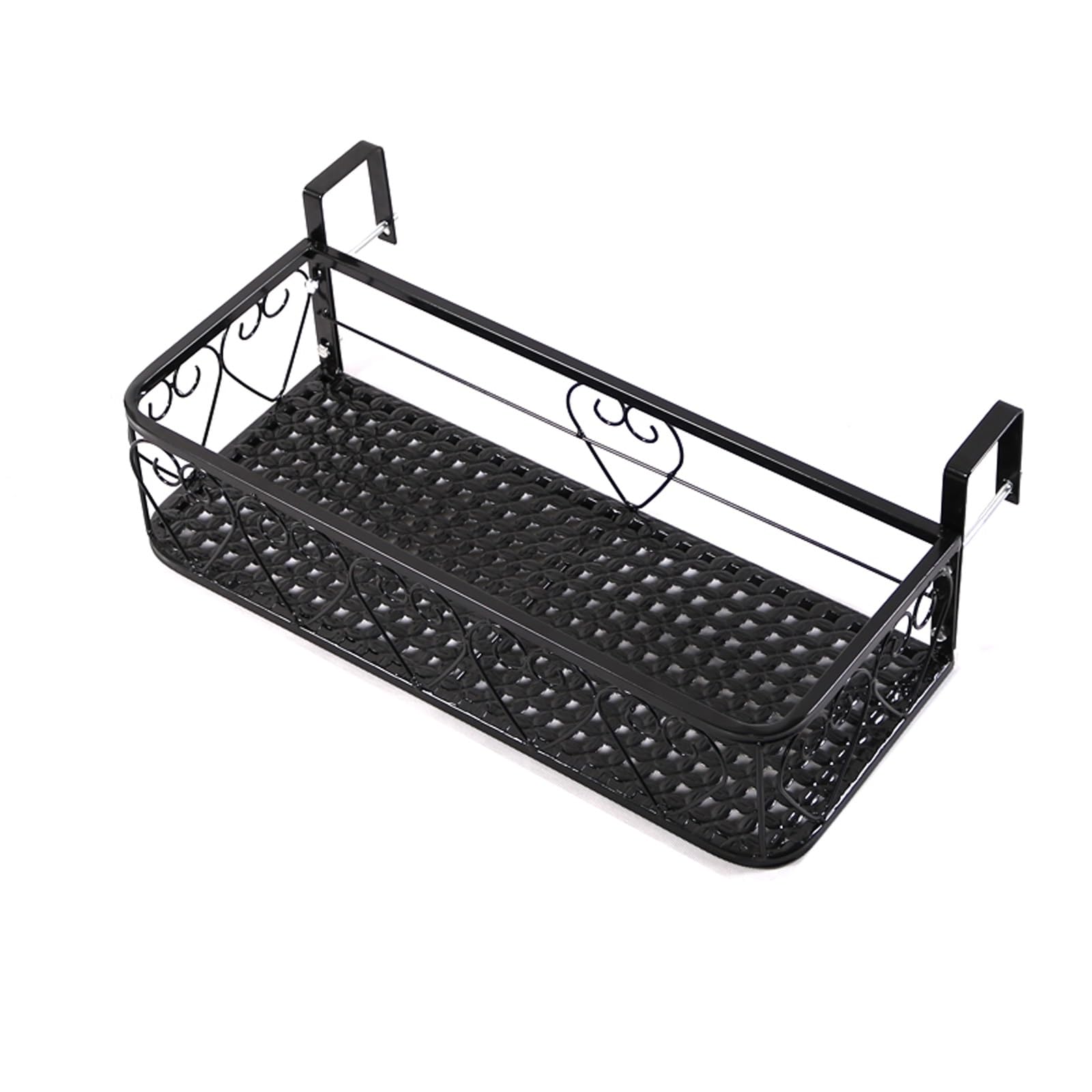 Wisząca donica na kwiaty, metalowa poręcz balkonowa, haczyk na doniczkę, wodoszczelna i nierdzewna, duża nośność, do ogrodzenia patio (50 cm)