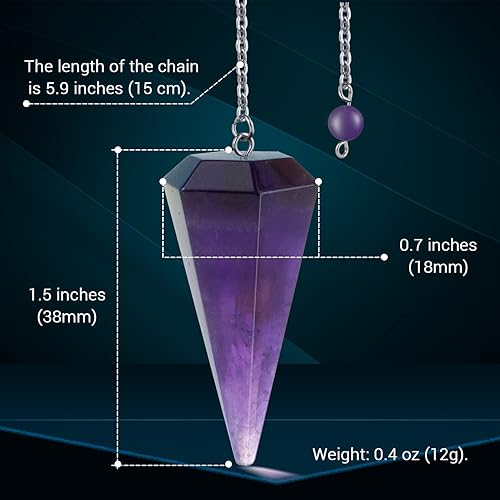 Miniatura 2 de Péndulo de cristal de reiki piedras preciosas curativas de cuarzo para adivinación espiritual meditación equilibrio energético de chakras Ametista y