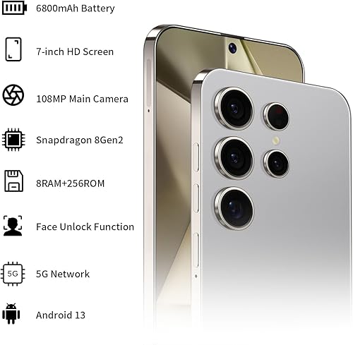 Miniatura 2 de Teléfono desbloqueado S24 Ultra Teléfono Android 8-core 8GB+256GB Teléfono celular 7 pulgadas Pantalla HD Teléfono móvil 108MP+48MP Cámara 6800 mAh