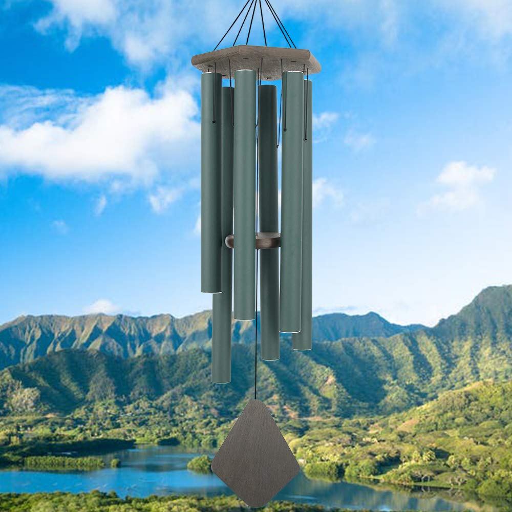 Carillón de Viento Grande para Exteriores, Sonido Profundo, 112 cm, campanillas de Viento de Consuelo para Exteriores, melodía calmante afinada, carillón de Viento conmemorativo con 6 Tubos Pesados