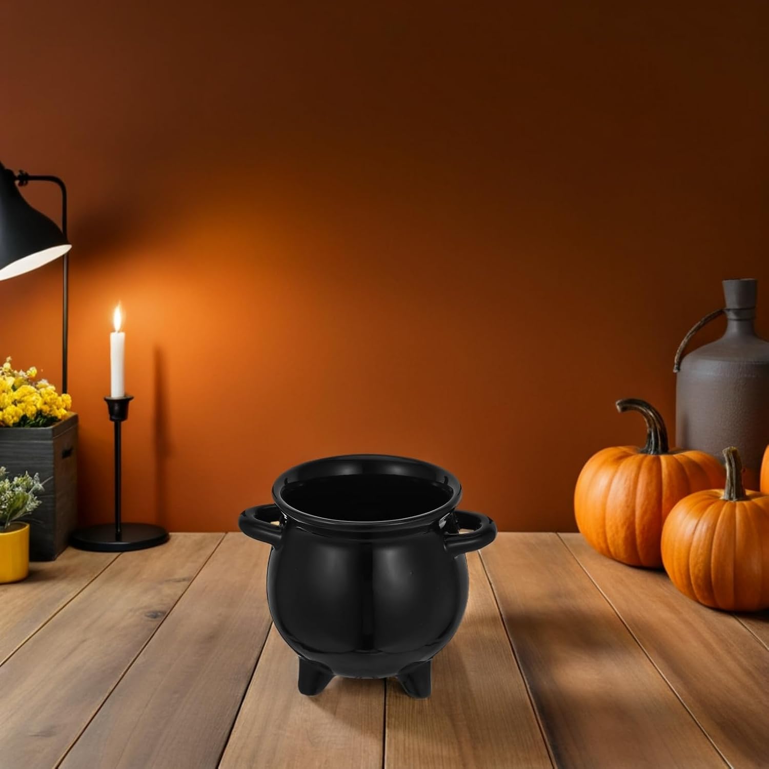 MAGICLULU Witches Cauldron Ceramic Candy Jar Mini Halloween Treat Bucket for Parties Christmas and Birthdays Unique Witch Pot Design