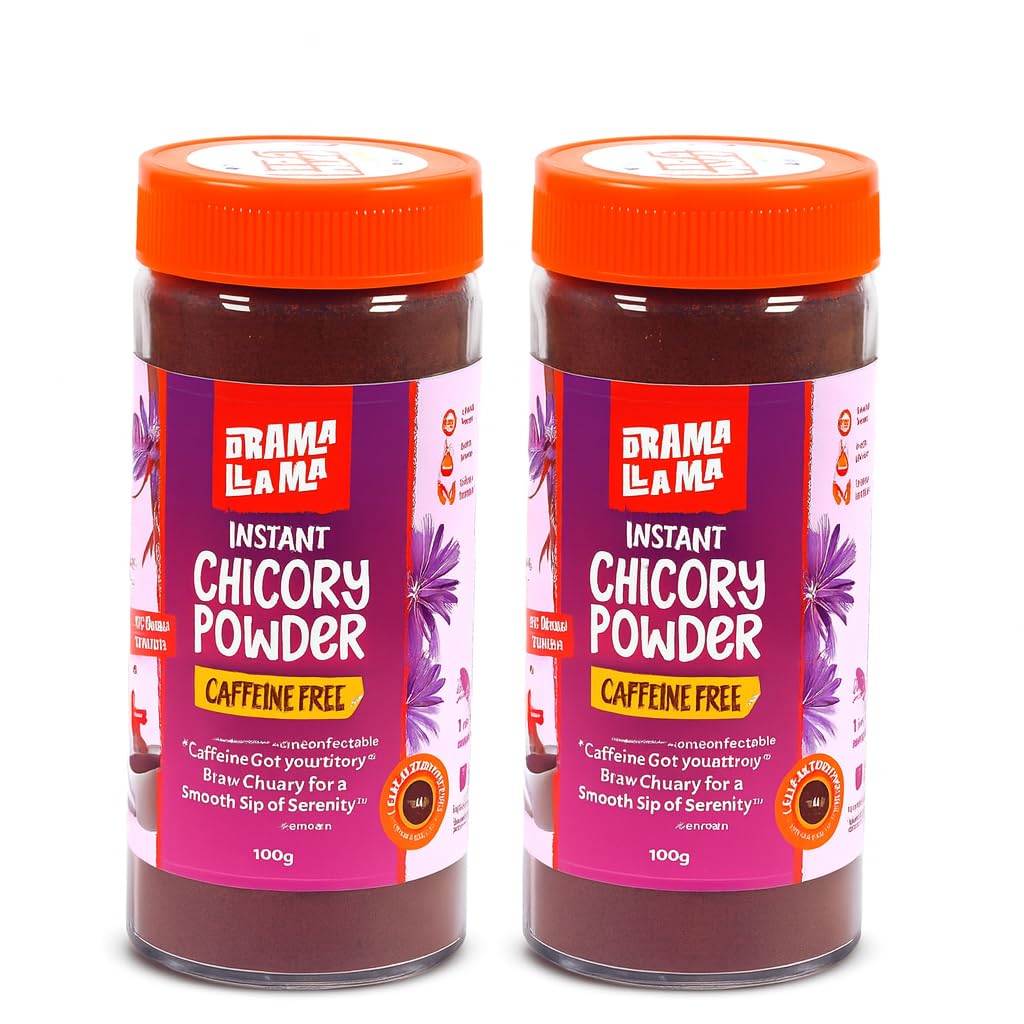 Drama Llama Roasted Instant Chicory Root Powder - 100g (Pack Of 2) | Your Gut’s New Saviour | Caffeine-Free Herbal Coffee Alternative | Instantly Soluble | Add to Coffee | Quick Dissolve | Roasted and Ground to Perfection