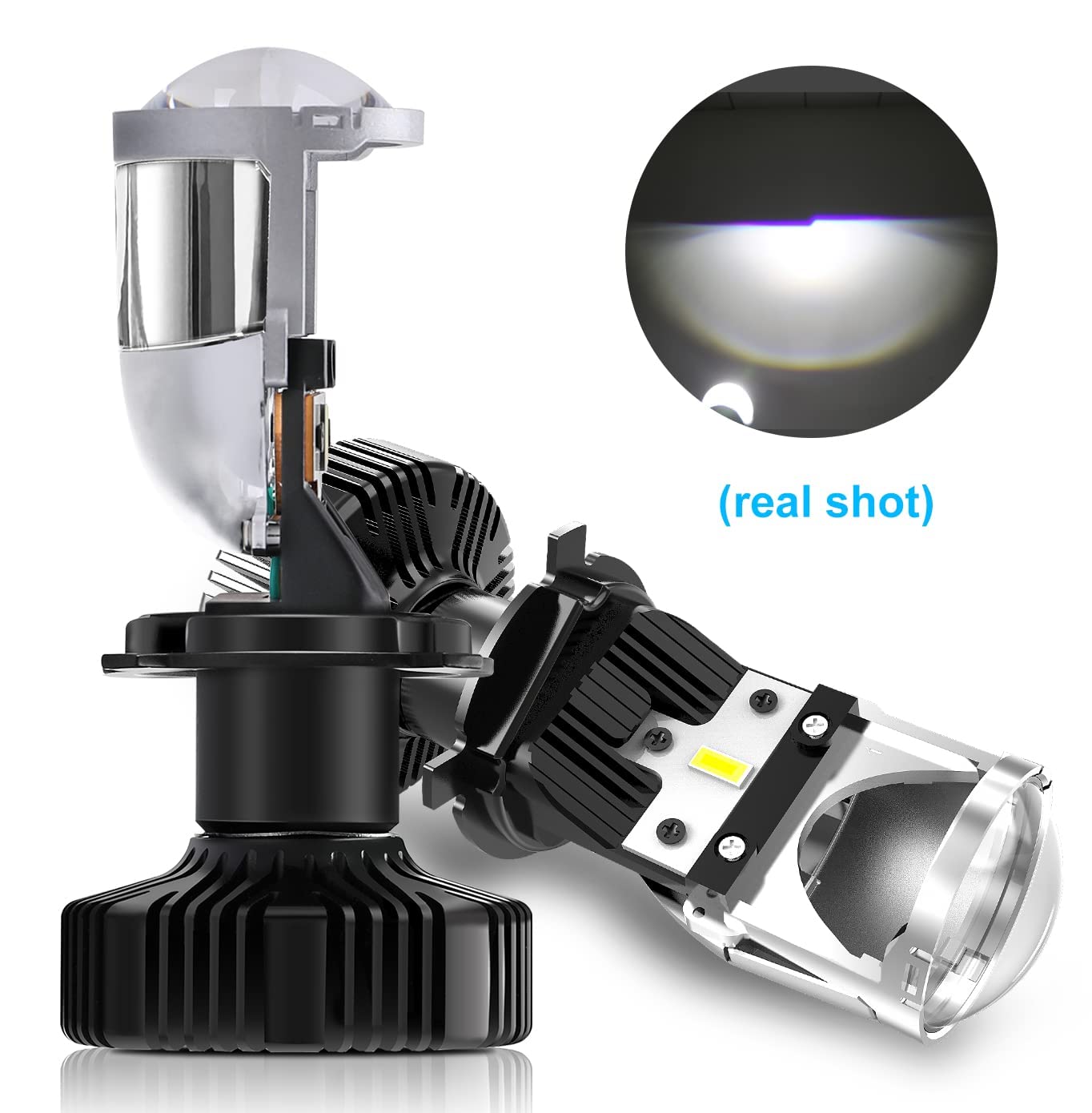 2022 Upgraded H4/9003/HB2 LED Headlight Bulbs with Z-Shaped Cut-Off Line Mini Projector Lens Canbus 