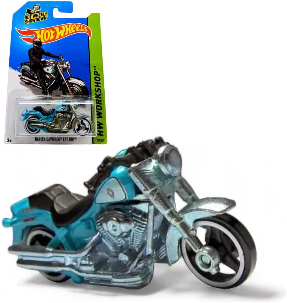 2014 Hot Wheels Hw Workshop Harley-Davidson Fat Boy (Light Blue)