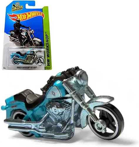 2014 Hot Wheels Hw Workshop Harley-Davidson Fat Boy (azul claro)