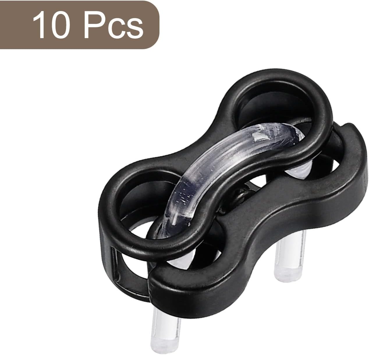 uxcell Spring Cord Lock End Toggle, 10Pcs Double Hole Spring Stopper Alloy Fastener Slider Toggles Clip for Drawstrings, Shoelaces, Bags (Black,15.6x9.4mm) - Image 3