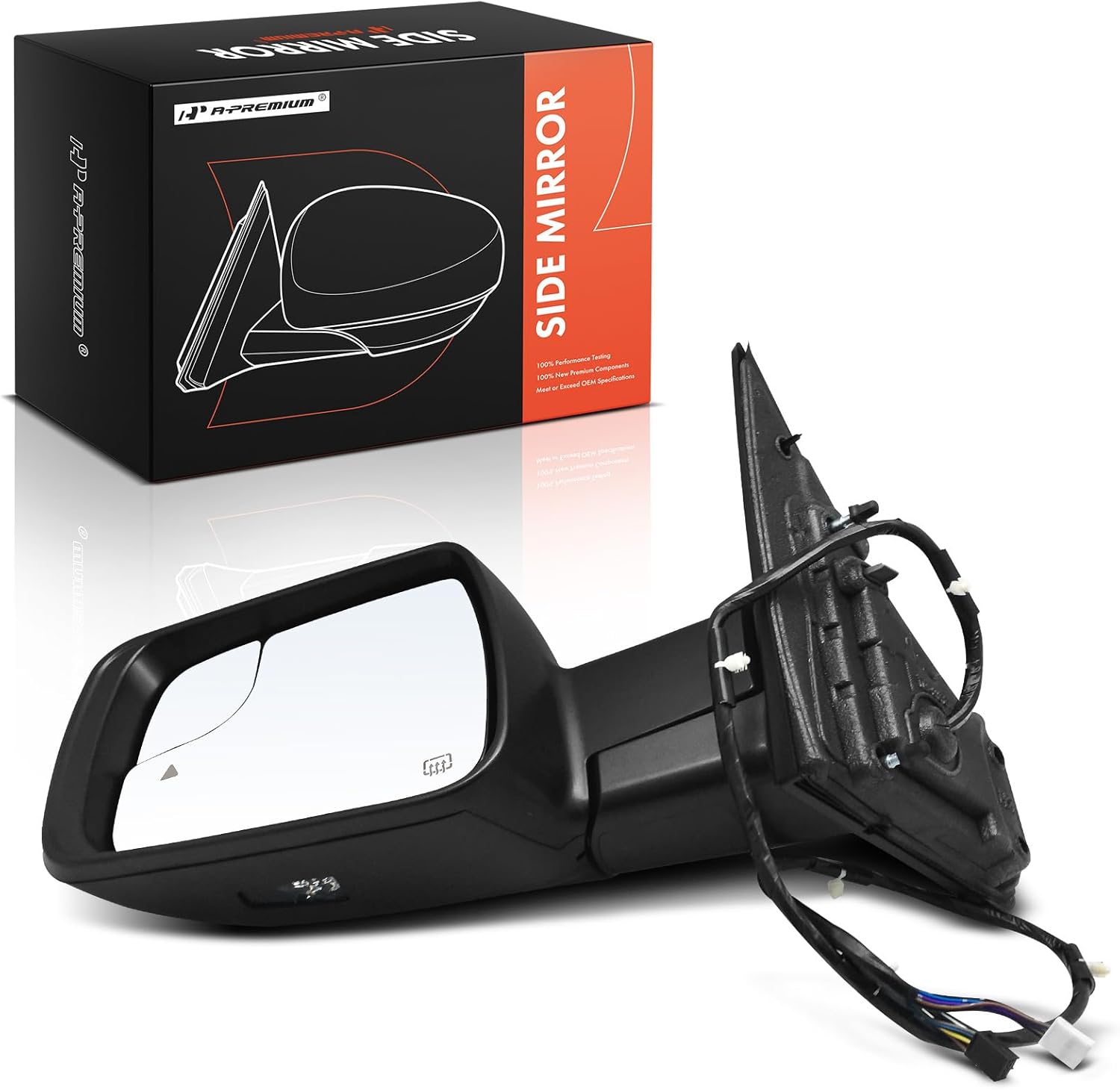 A-Premium Driver Side Power Door Mirror - Compatible with Ram 1500 2019 2020 2021 2022 - Heated Power Folding Chrome w/Turn Signal Puddle Light and Blind Spot Detection - Replace# 68462777AAPFM