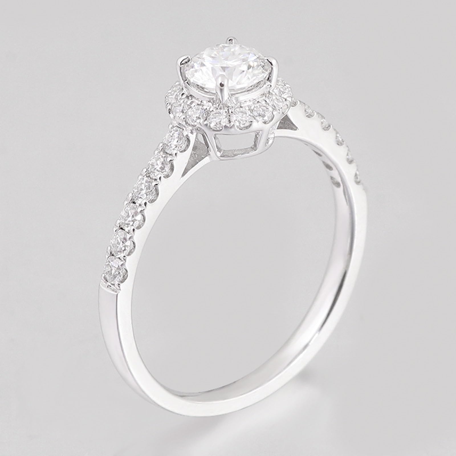 Pierścionek damski z białego złota próby 585, prawdziwe złoto, pierścionek zaręczynowy, pierścionek ślubny z grawerunkiem Moissanite 2ct D Color VVS1 pierścionek z zawieszką Halo Gold 14K dla