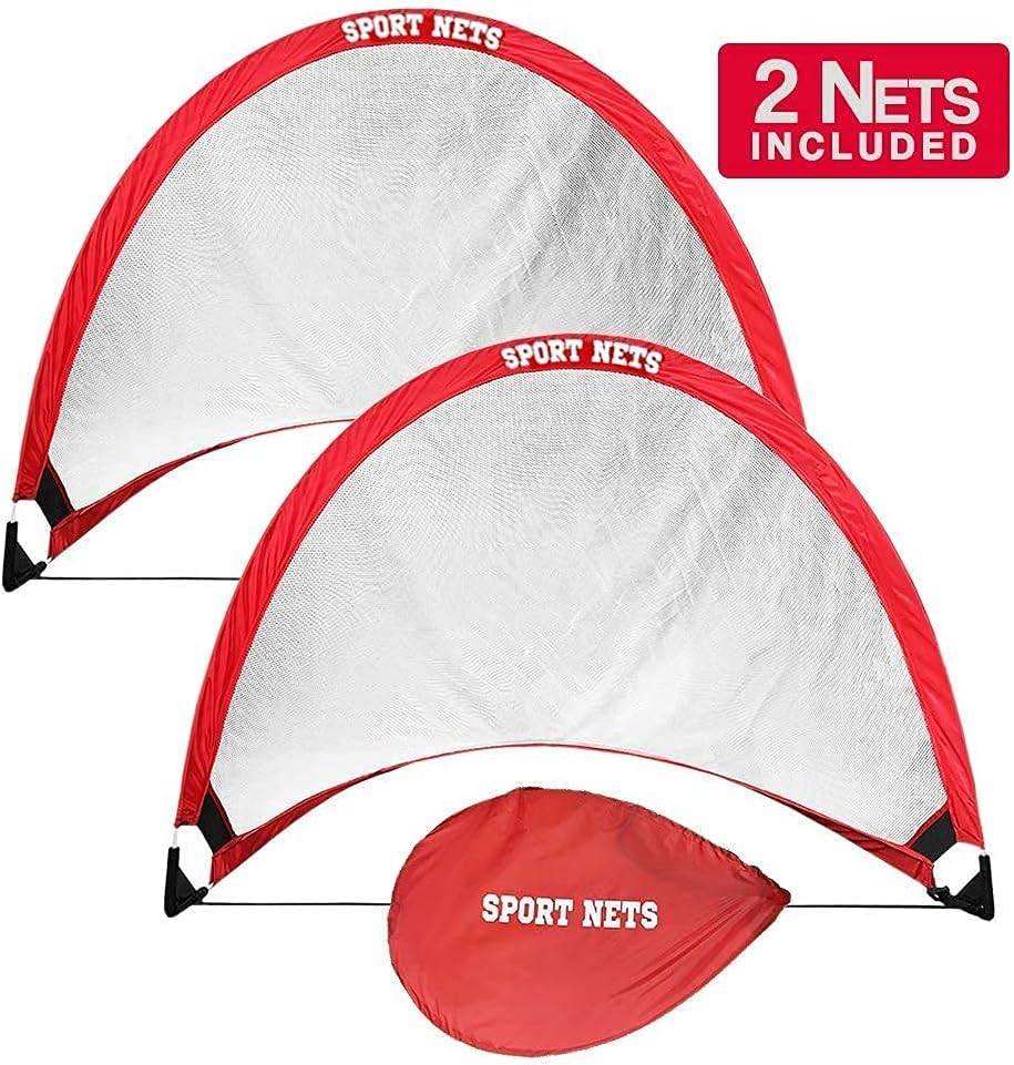 Hit Run Steal Portable Pop Up Soccer Goals, Set of 2 Soccer Nets with Carry Bag : Sports & Outdoors