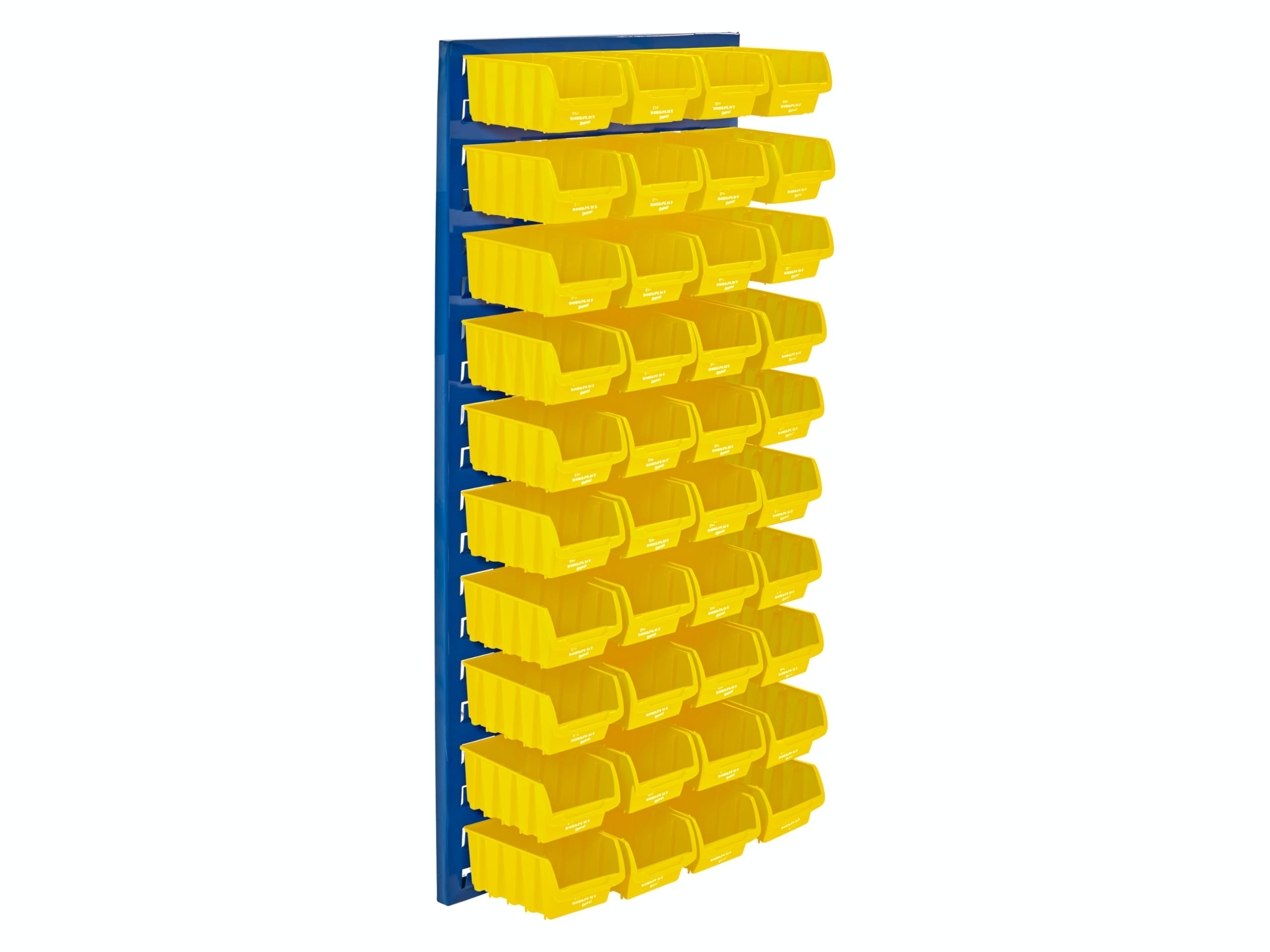 The Workplace Depot Yellow Louvre Panel Bin Kit – 995(H) × 460(W) Mm Panel With Polypropylene Bins In Blue, Red Or – Heavy-Duty Workshop & Warehouse Storage Solution (, With X40 Small Bins)