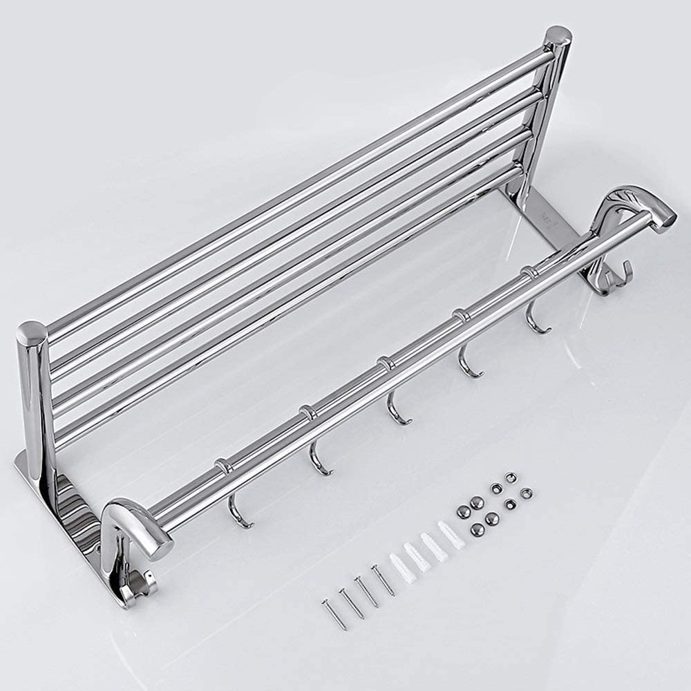 Rack Toallas Toallero De Acero Inoxidable 304 con Ganchos, Pared para Baño Y Cocina Accesorios De Baño(80cm)