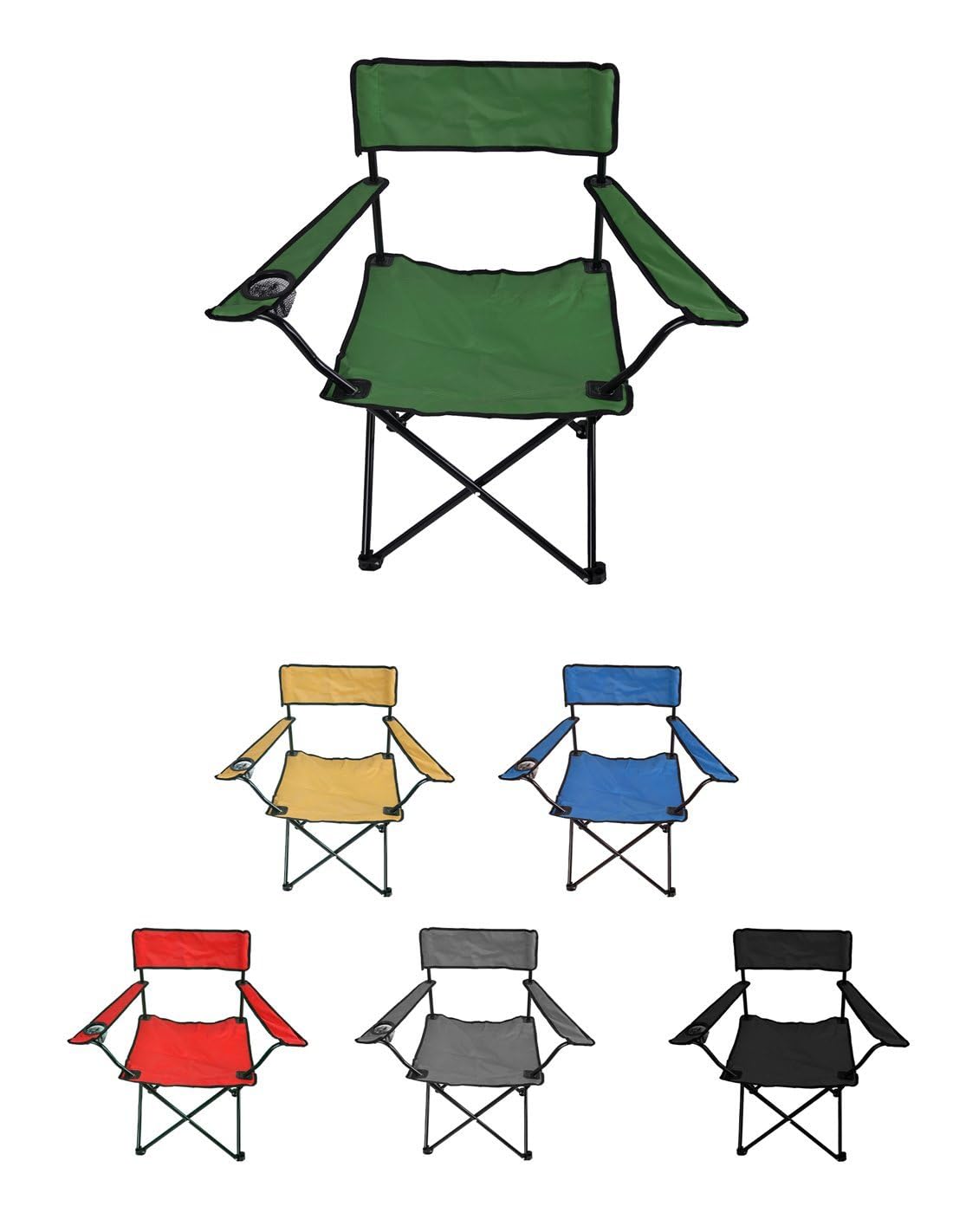 Jardin202 - Silla de Camping Plegable con Portavasos | Metal y Lona | 80x80x49 cm