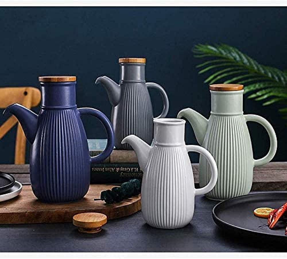 Botella De Aderezo Dispensador De Aceite De Oliva De Porcelana, Dispensador De Botella De Aceite De Oliva O Vinagre, Olla De Aceite De Cerámica A Prueba De Fugas, Utensilios De Cocina-green||750ml