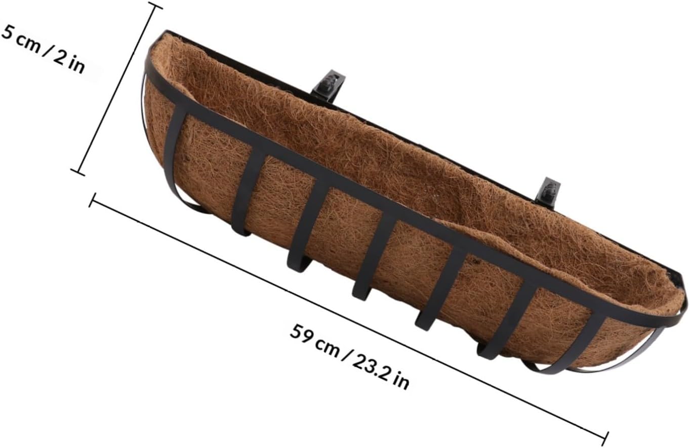 TIDTALEO Coconut Palm Hanging Flower Basket Wall-Mounted Iron Flowerpot 24-inch Semi-Circle Planter for Balcony and Outdoor Garden Sundries Container