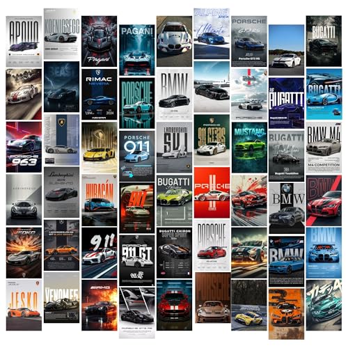 Image of Posters Inc Premium Super-Cars Illustration Cards A6 Small Size Collection Of 54 Track Drift Turbo Coupe Design Images For Stylish Wall Styling Bedroom Decor Gift Ready With Glue Dots