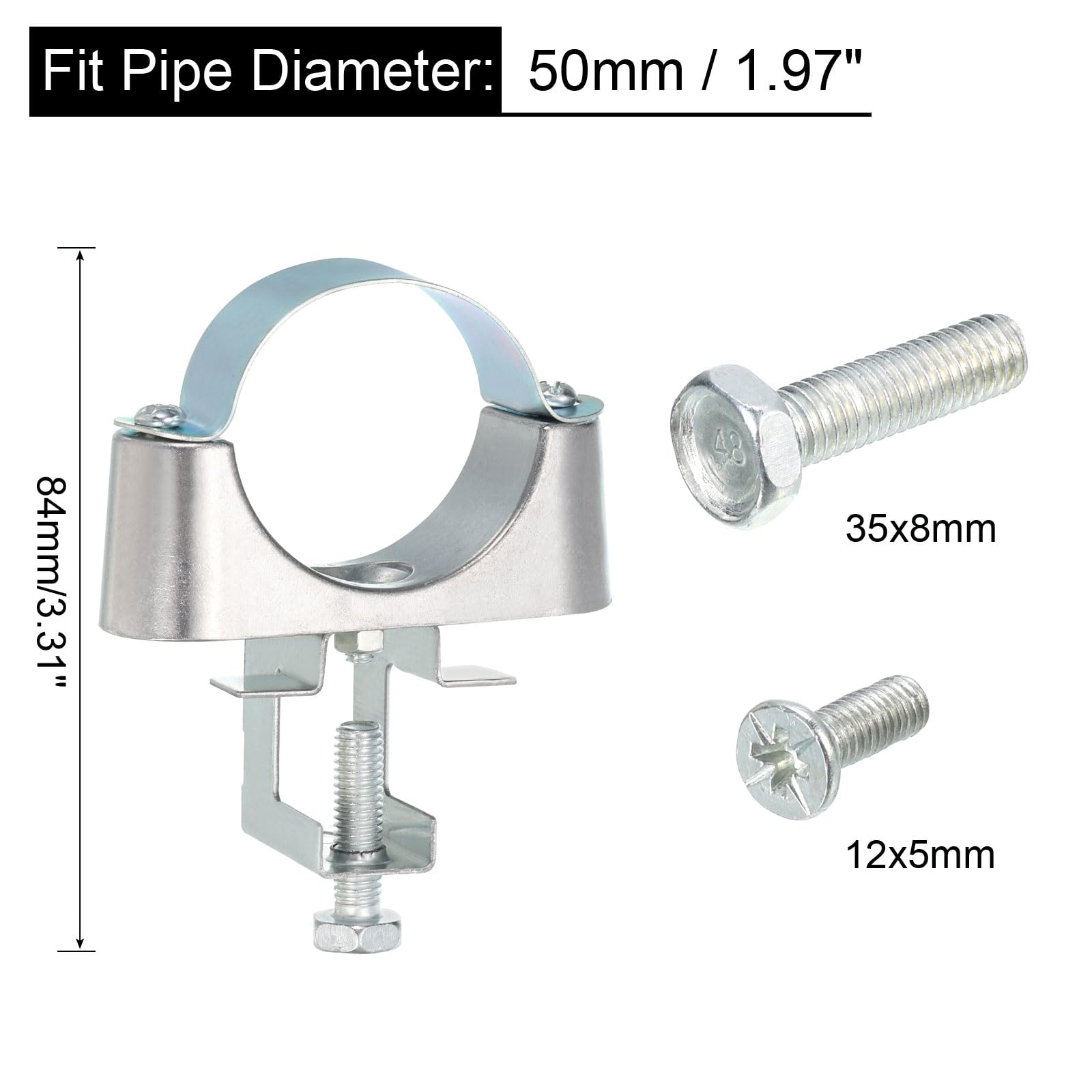 uxcell 10 ganci per condotti con morsetto per travi, adatti per staffe di supporto per tubi da 50 mm, per travi a I, condutture, tubi, cavi