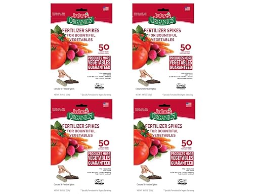 Jobe's Organics Picos fertilizantes para verduras y tomates, fertilizante de liberación temporal de 2-7-4 para todas las verduras, hierbas y plantas