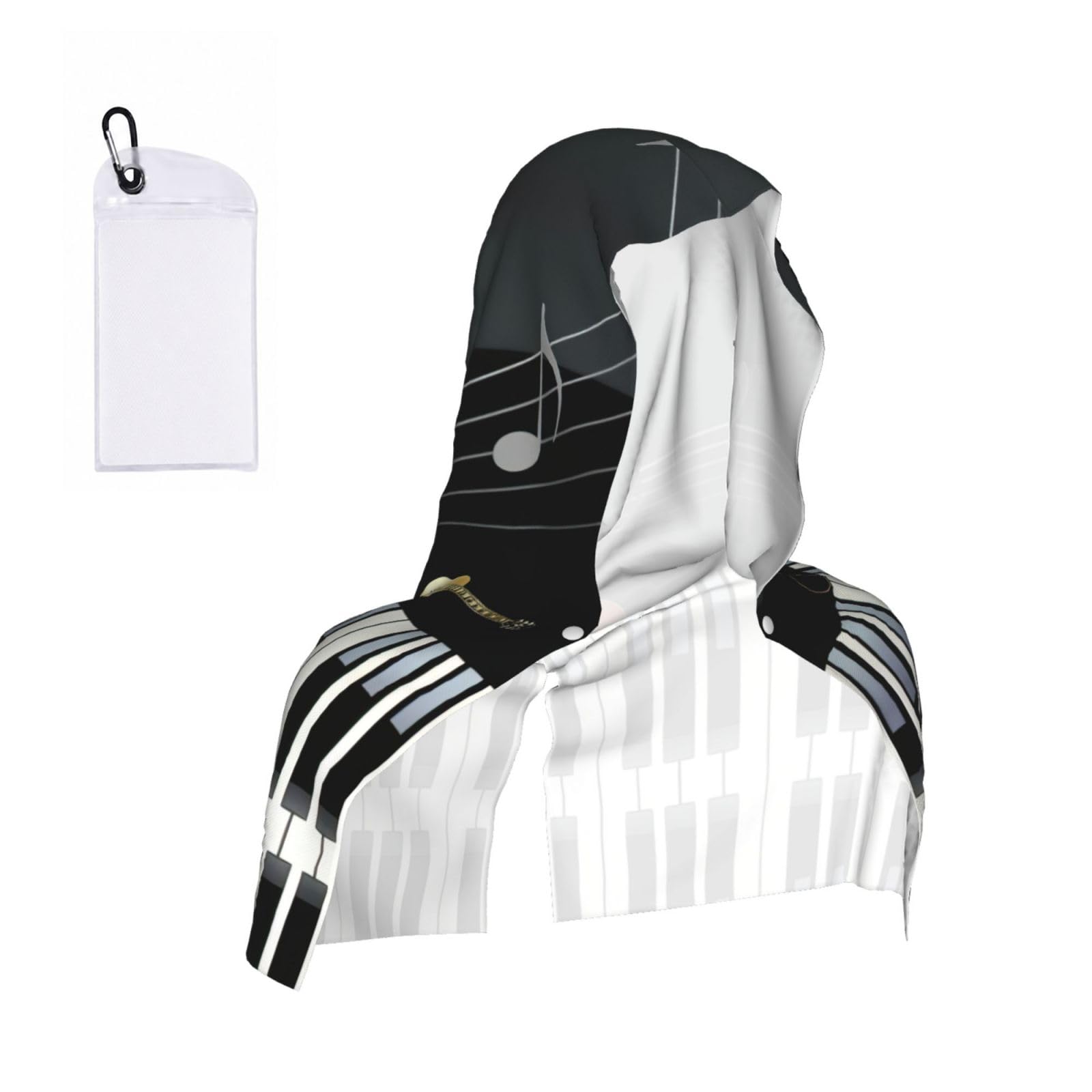 YQxwJL Guitar Piano Pattern Print Unsex Cooling Hoodie Towel, Cools Instantly When Wet Sun Protection For Sports Fitness Gym