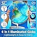 POOCCI 6 in1 Illuminated Large World Globe for Kids & Adults All Ages High Clear Map 12inch, Illuminates Educational Interactive STEM Toy, Light Up Kids Globe Lamp,Gifts For Boys And Girls