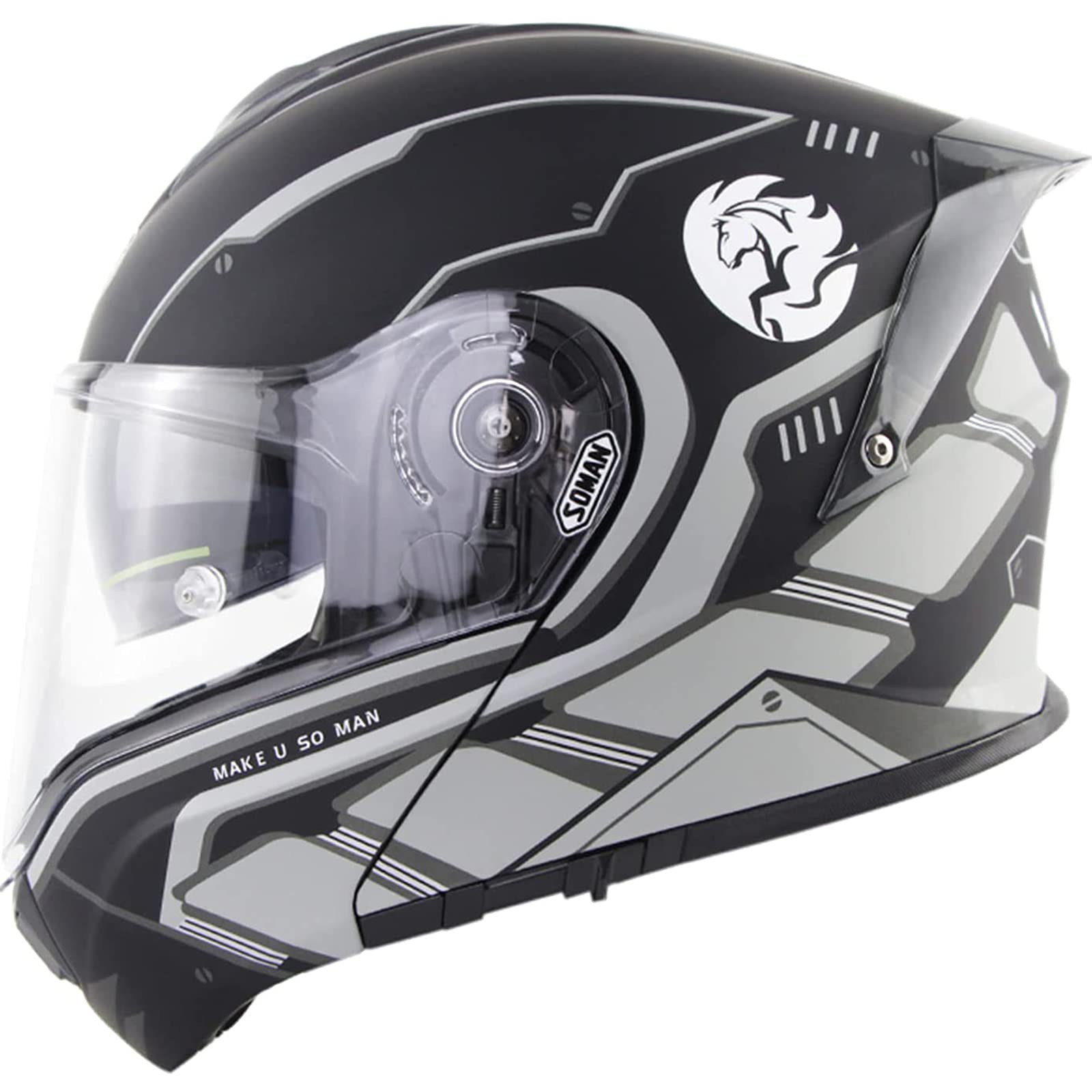 ARZARF Flip Up Casco Integrale Moto Con Doppia Visiera,Quattro Stagioni