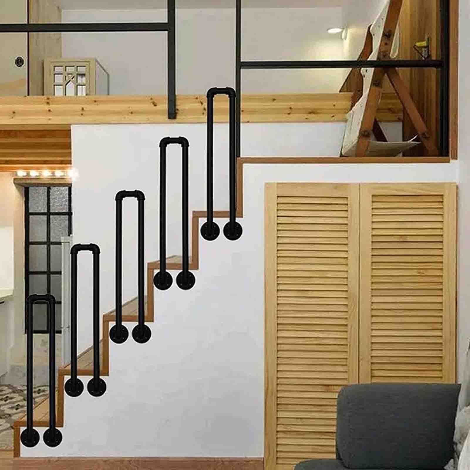 Rampe d'escalier antidérapante en U finition fer forgé premium
