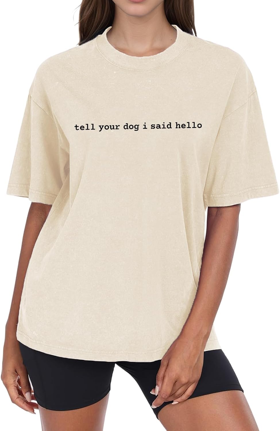 Dauocie Women's Washed Vintage Sorry I'm Late I Saw A Dog Print T Shirt Dog Lover Unisex Tees Tops - Image 2