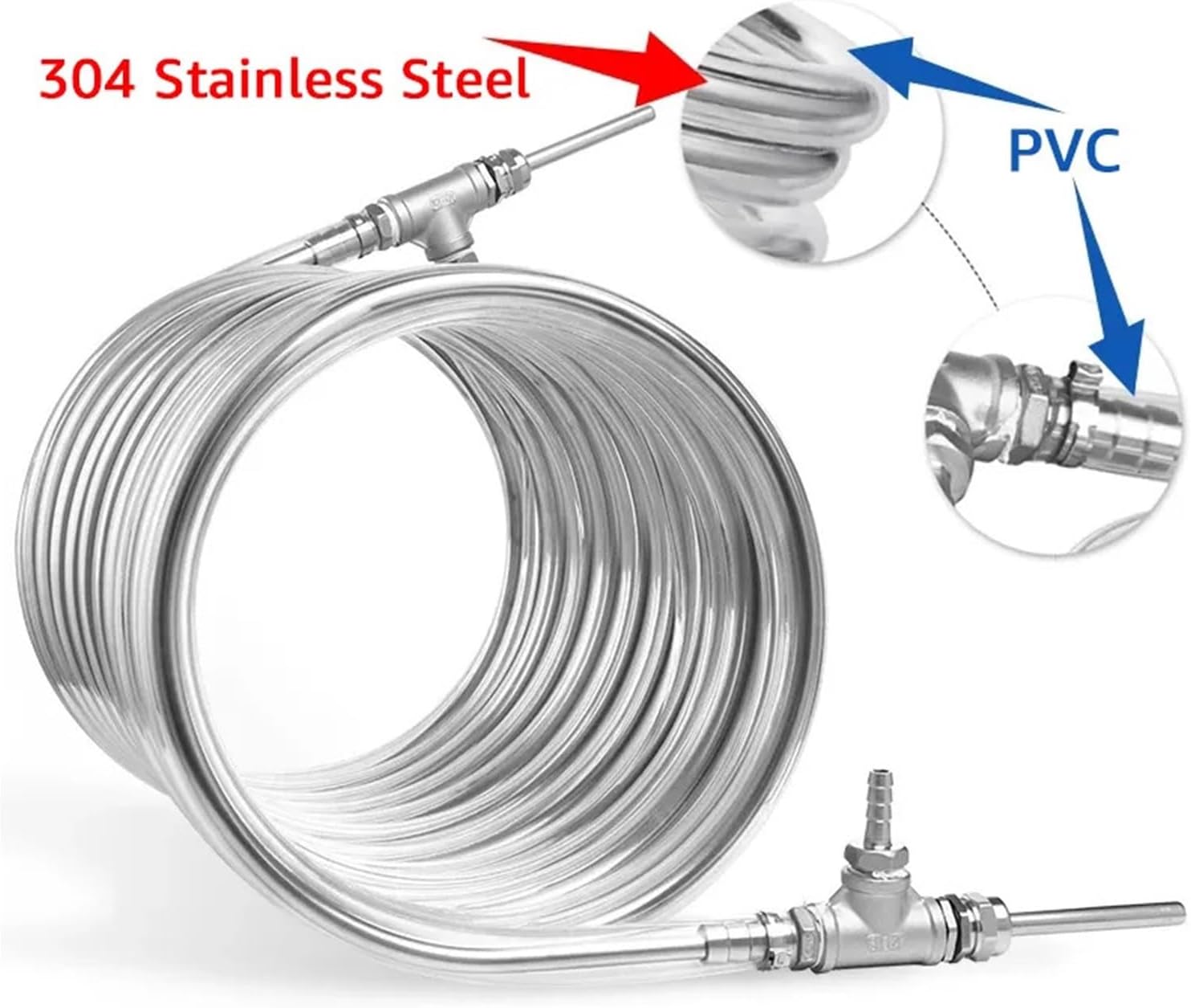 熱交換器 3/8 '' X 10 メートル逆流麦汁チラーステンレス鋼熱交換器冷却コイルパイプ超効率的なビール冷却機