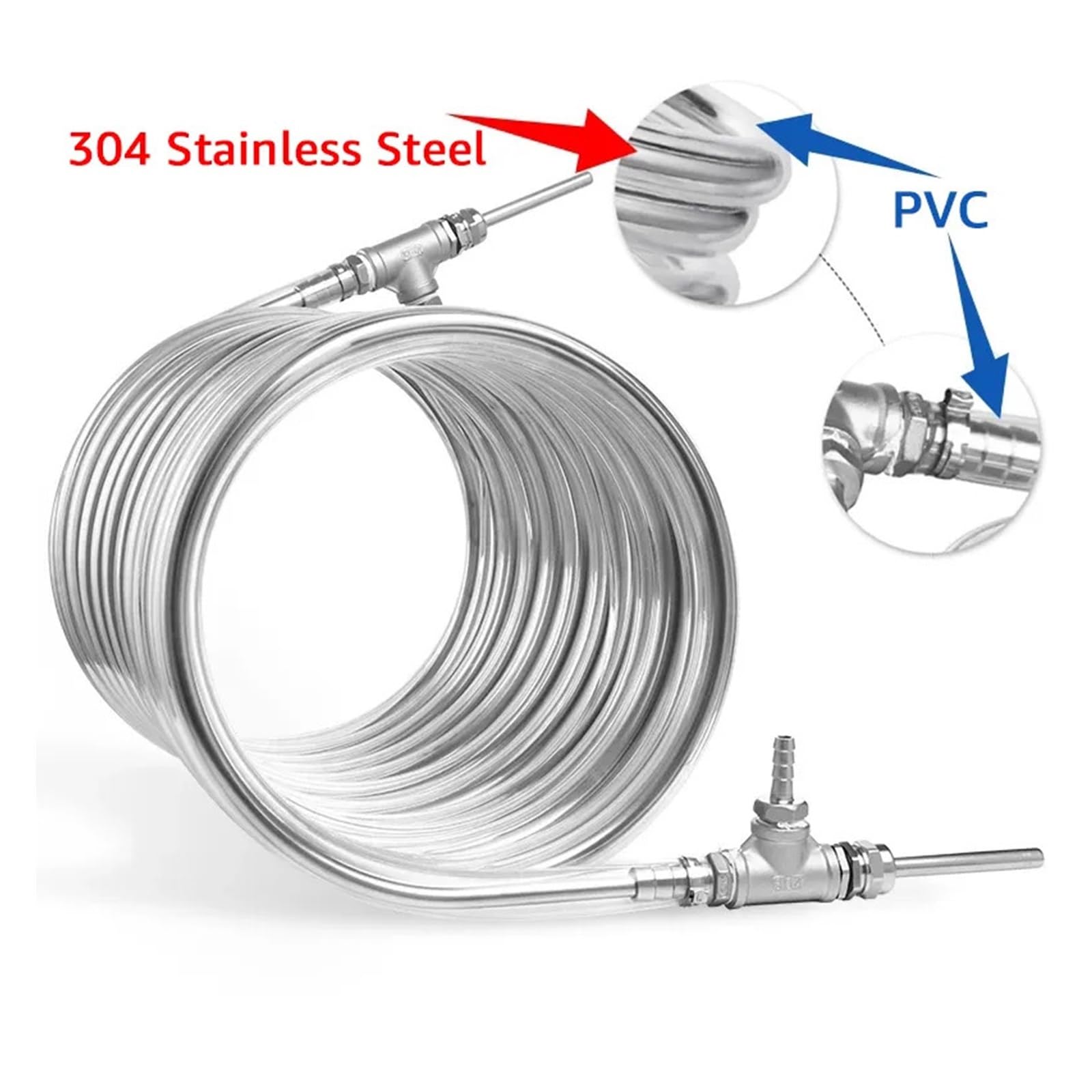 Serpentin d'échange de chaleur, Refroidisseur De Moût À Contre-courant, 3/8 Pouces X 10M, Échangeur De Chaleur En Acier Inoxydable, Tuyau De Bobine De Refroidissement, Machine De Refroidissement De Bi
