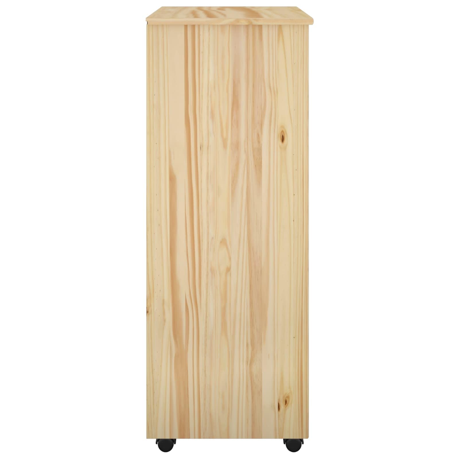 Armadio con ruote marrone in legno massello di pino 53 x 39 x 103 cm con 5 cassetti e mensola per ufficio, officina, guardaroba e spazio