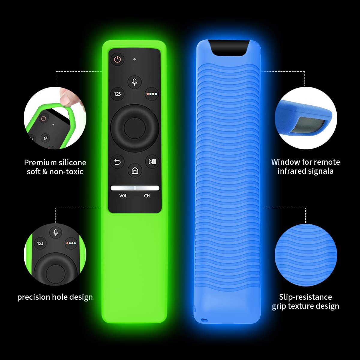 [3 piezas] Funda protectora de silicona para mando a distancia Samsung Smart TV BN59 Series, soporte para mando a distancia Smart 4K Ultra HDTV, peso ligero, antideslizante, a prueba de golpes,