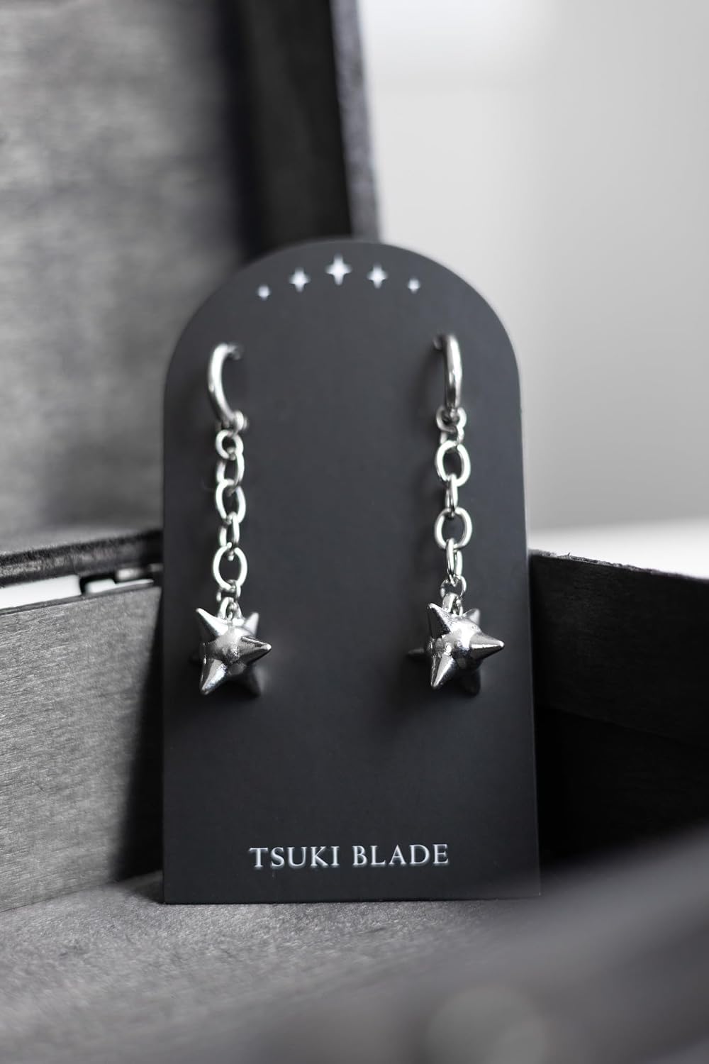 Stainless Steel Flail Earrings, Waterproof Chain Drop Earrings with Morning Star Charm, Goth Alternative Style