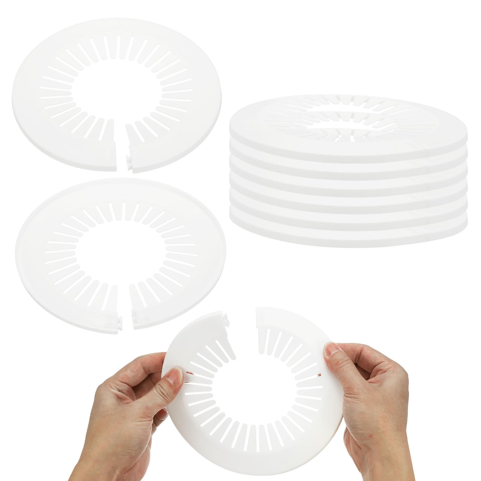 PATIKIL 115mm Plumbing Cover Plates,9PCS Wall Split Flange Pipe Cover Decoration Escutcheon Plate Collar Flange Water Pipe Decoration PP Plastic for Wall Pipe Tube Hole White