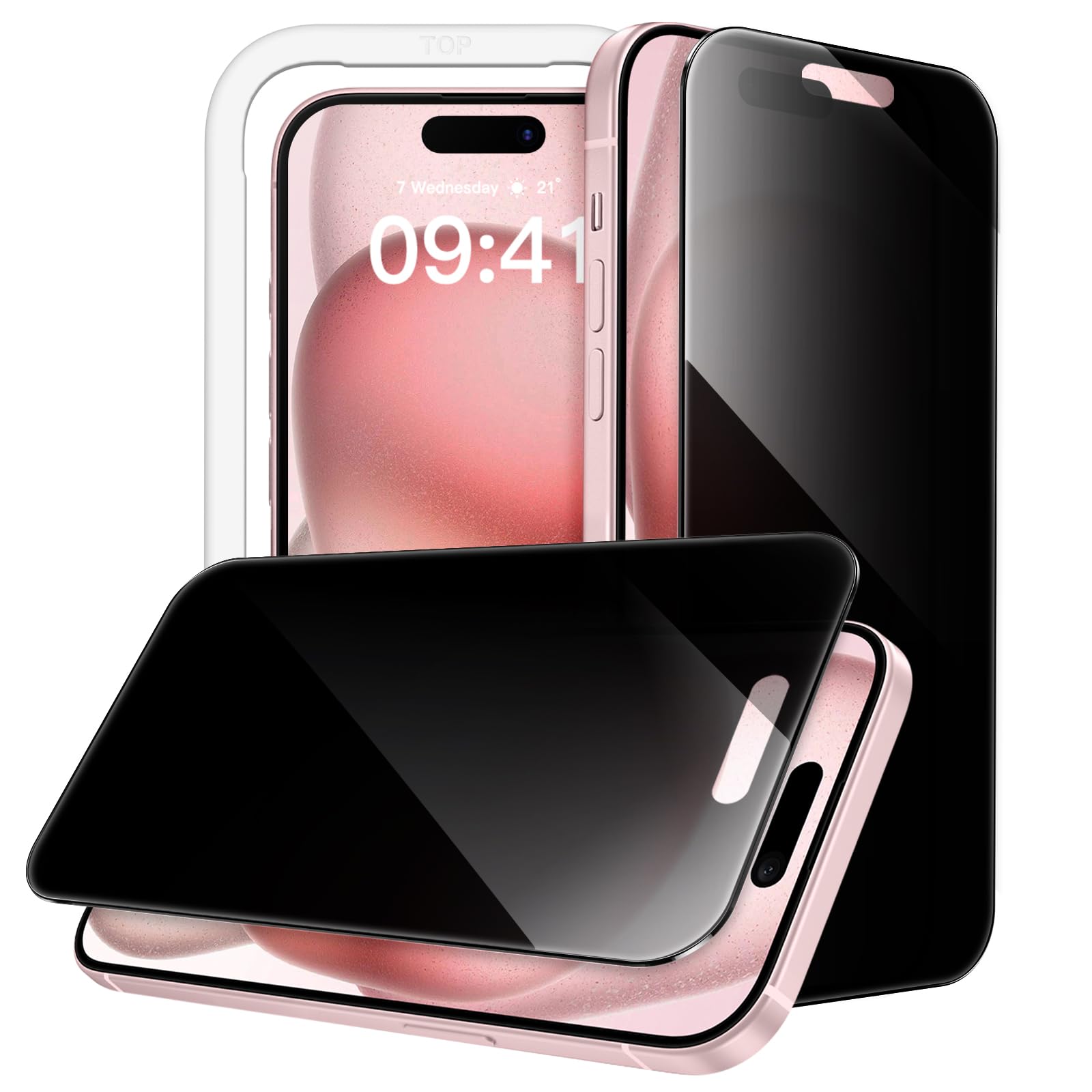 SMARTDEVIL Confezione da 2 pellicole proteggi schermo in vetro temperato infrangibile per telefono 17 [vero anti spia a 28°] [durezza 9H] [ installazione automatica anti-polvere], [senza bolle