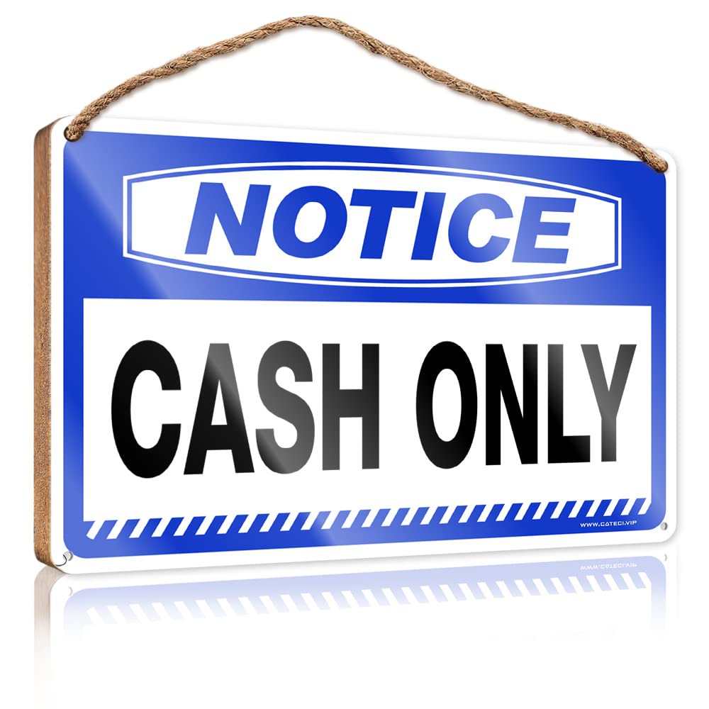 Dtha Men's One Color Fun Signs For Home Decor Notice Cash Only Wooden Sign Funny Wooden Signs Bathroom Wood Sign(15X28cm)