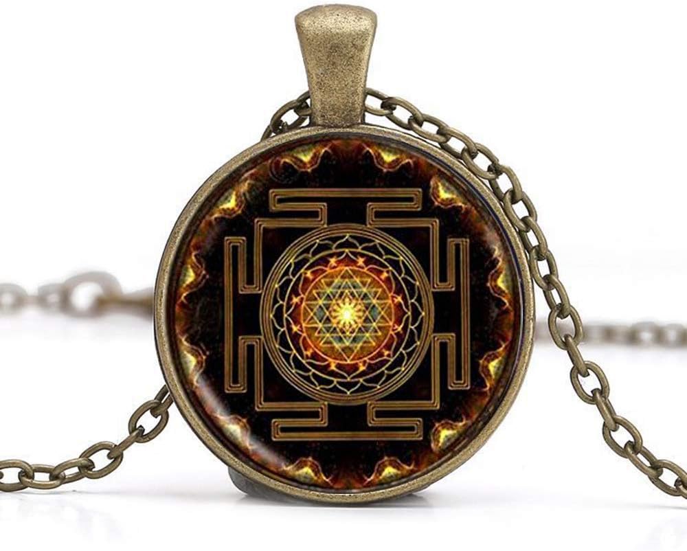 Sri Yantra Jewelery Pendant,Sacred Geometry Necklace,Glass Jewelry,Mandala Necklace Women Jewelry
