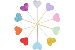 40 Pcs Glitter Heart Cupcake Toppers - Valentine&#x27;s Day Romantic Cupcake Decorations