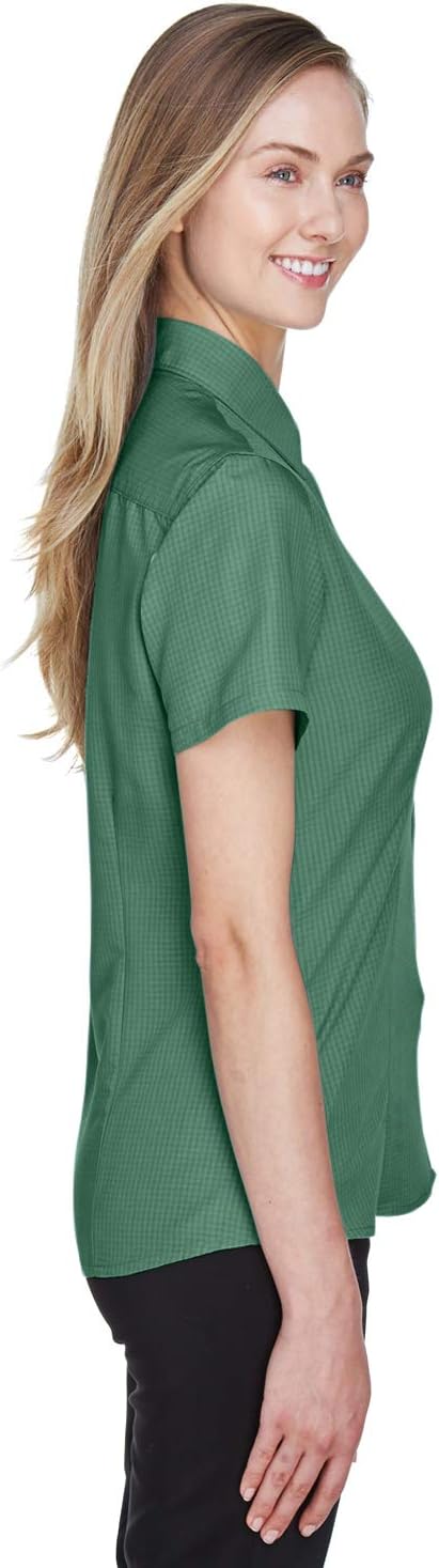 Harriton Ladies' Barbados Textured Camp Shirt XS PALM GREEN - Image 3