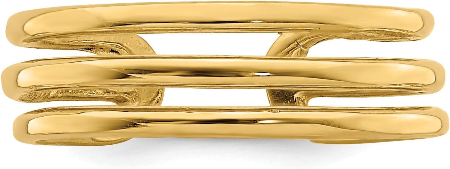14K Polished 3 Row Toe Ring