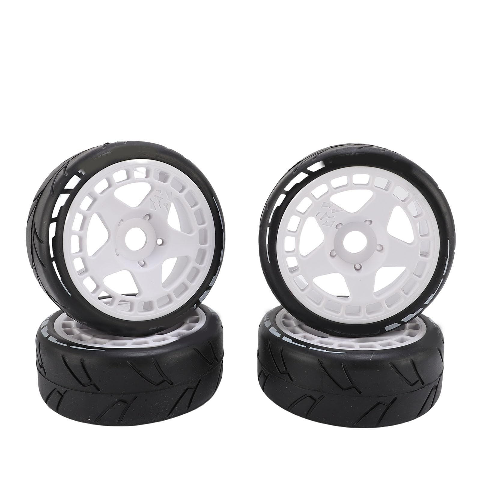 Pneumatici da Rally RC 4pcs, Plastica Robusta da 17 Mm 1/8 Pneumatici per Ruote per Auto RC con Uso Versatile, Durata Notevole, Installazione Rapida e Facile, Prestazioni Ottimali con (WHITE)