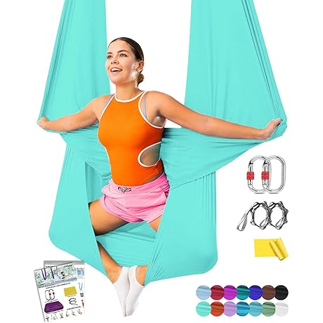 Aerial Yoga Hammock Silk Kit for Ultimate Flexibility, Core Strength, and Antigravity Fitness