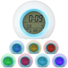 kaimenhong Kids Alarm Clock Digital Clock with 7 Color Night Light LED Alarm Clocks for Boys Girls Battery