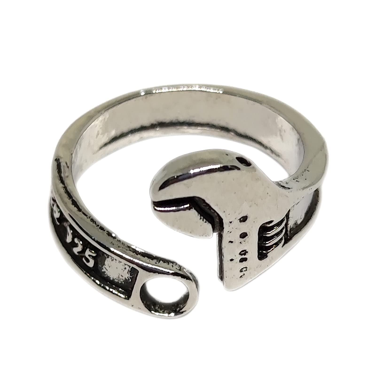 ROSTIVO Adjustable Wrench Ring for Men and Women Novelty Wrench Shaped Ring Unisex Design Gift for DIY Lovers, Metal, alloy