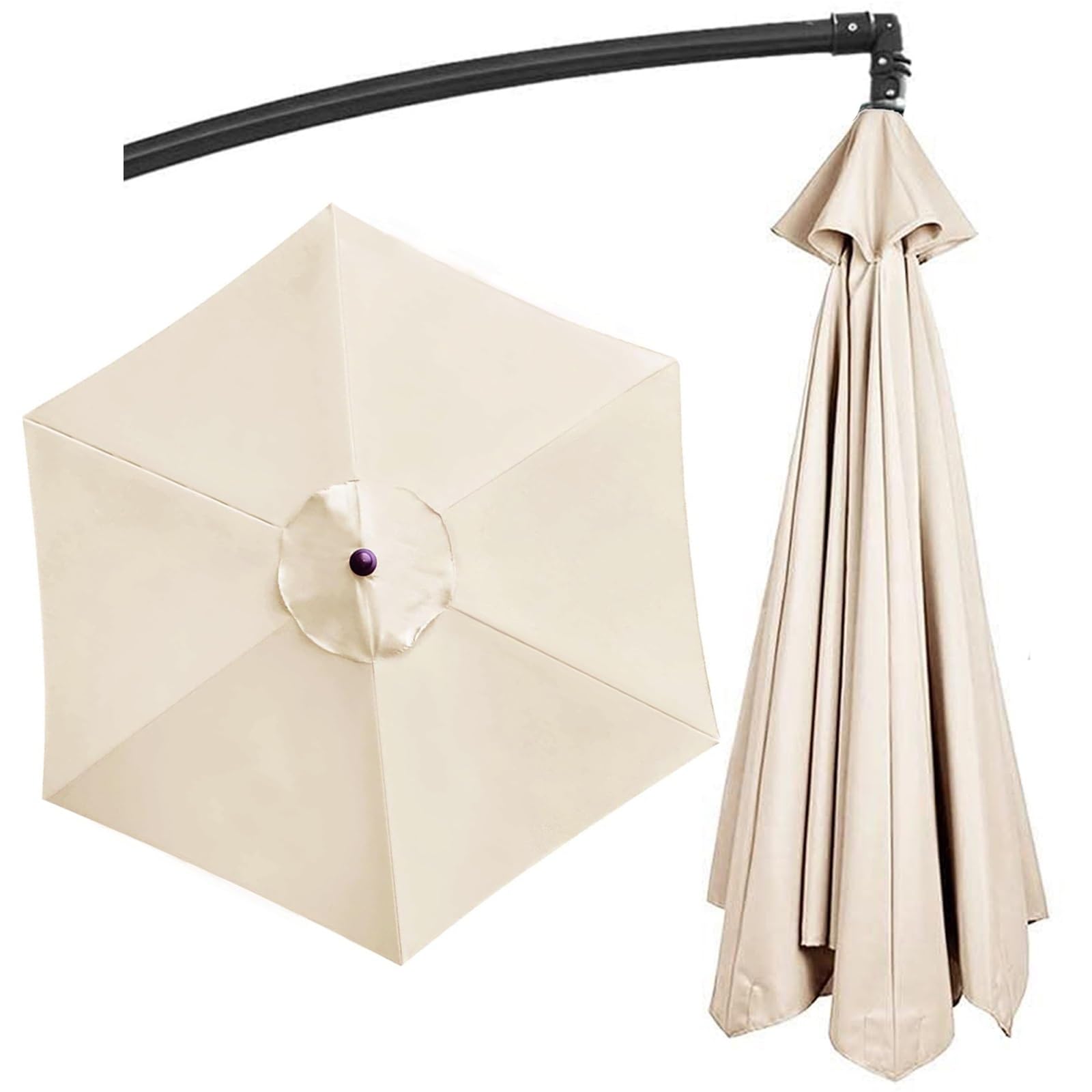 Replacement Parasol Canopy Fit 200cm/270cm/300cm+6 Arms/8 Arms Round Sun Umbrella Replacement Cloth UV50+ Washable Garden Parasol Replacement Canopy Cover(Color:White,Size:6 ribs-2.7 m/(8.8ft))