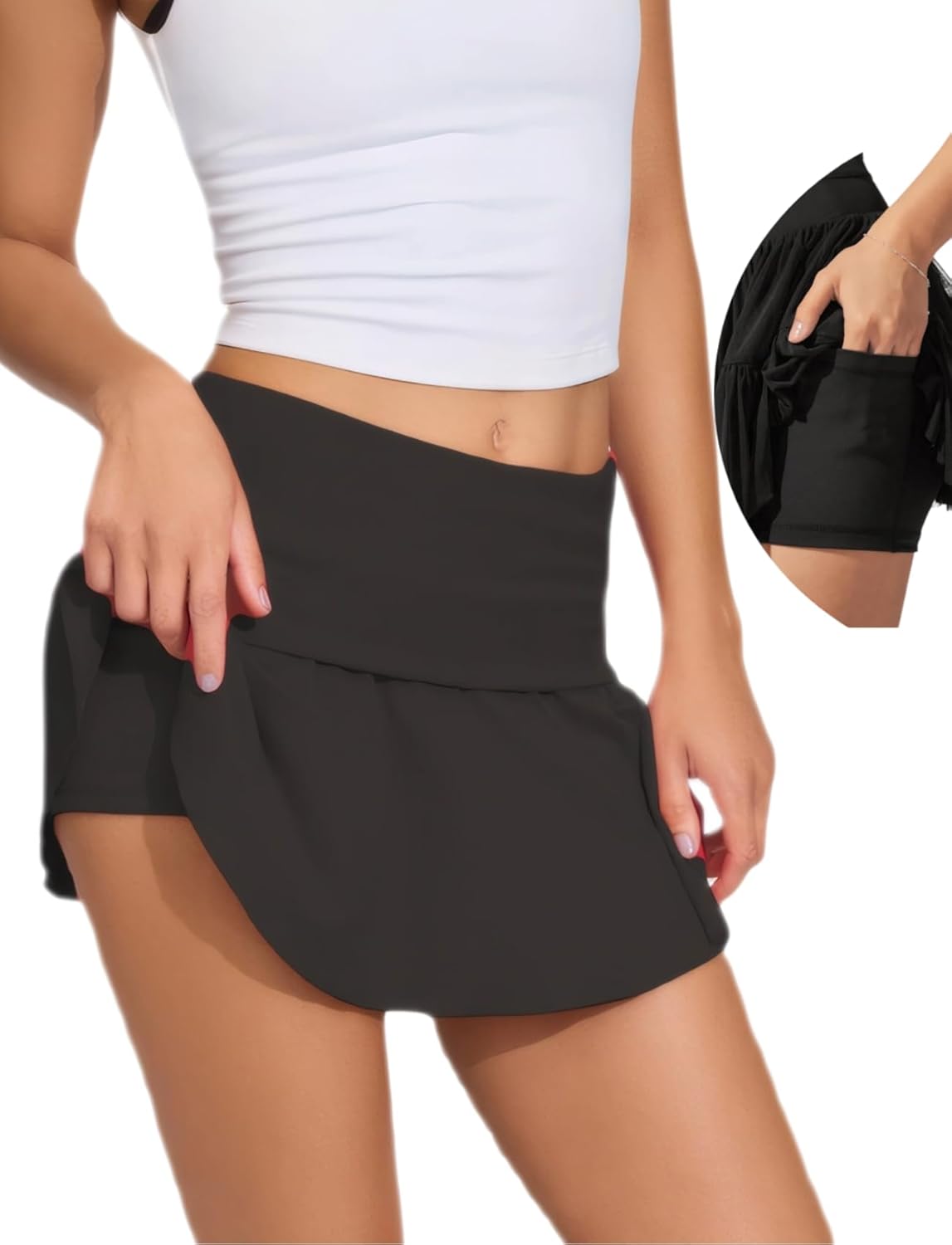 Layered Ruffle Skort for Women High Stretchy Sexy Mini Skirt with Shorts Underneath 2026