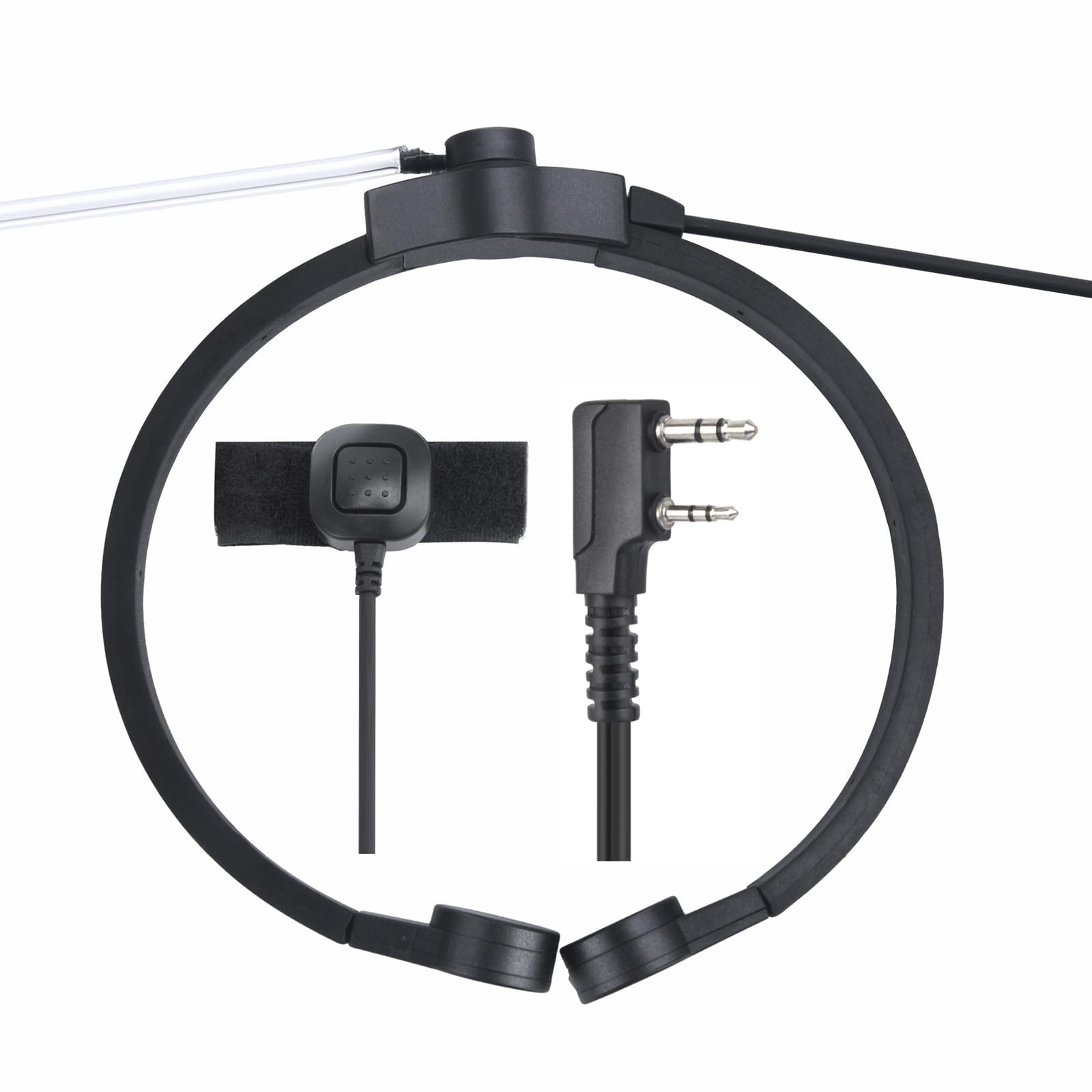 Throat Mic Headset Tactical Neck Bone Conduction Acoustic Earpiece for Baofeng Kenwood Walkie Talkies